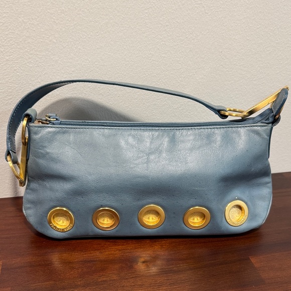 Franco Sarto Handbags - Franco Sarto Blue Shoulder Bag with Gold Details